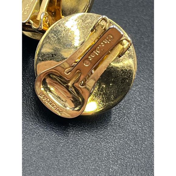 CHRISTIAN DIOR Vintage Designer Signed Gold Plated Faux Pearl Clip On Earrings - Picture 9 of 14